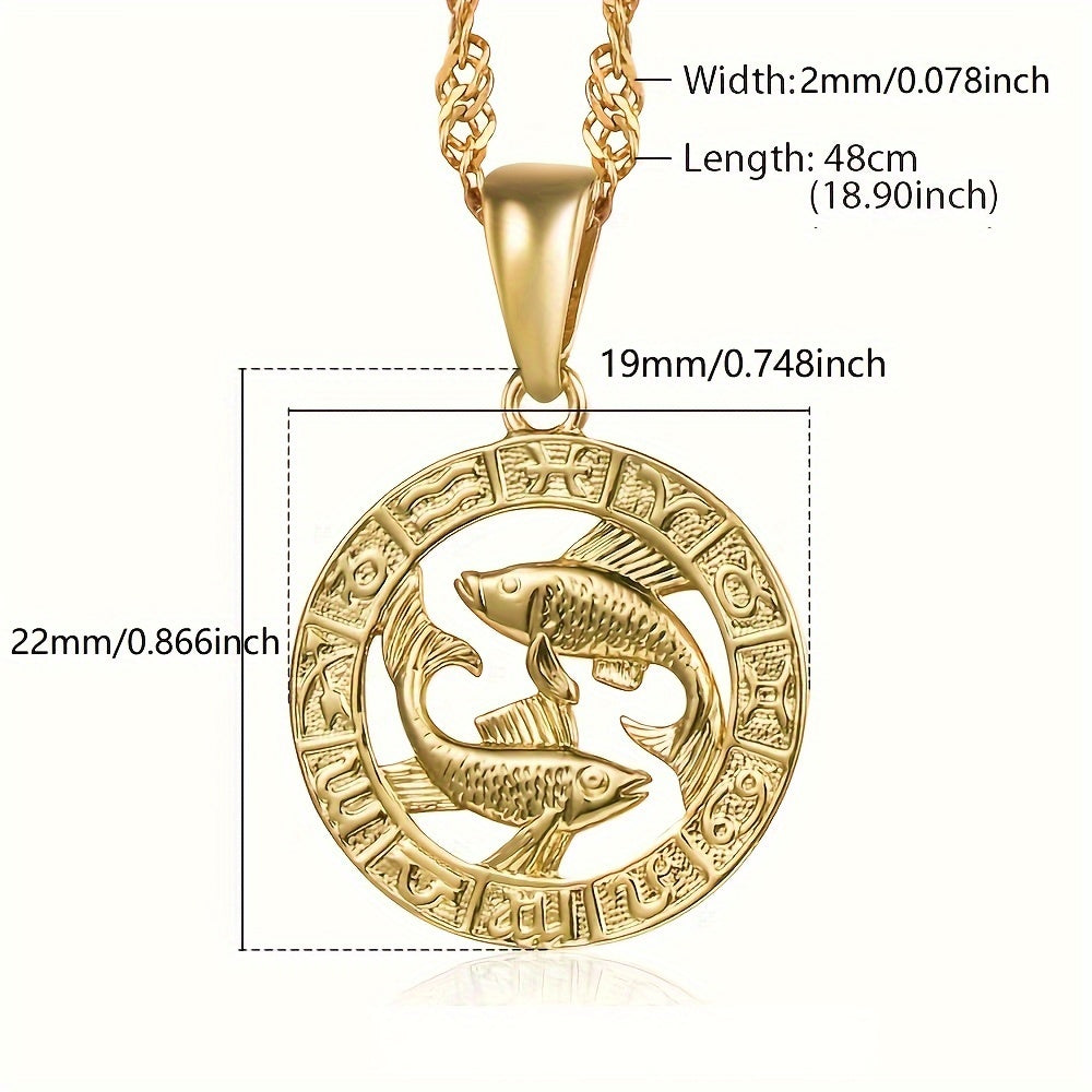 12 Horoscope Zodiac Sign Pendant Necklaces For Women Men Golden Color Aries Leo 12 Constellations Jewelry Gifts Provain Shop